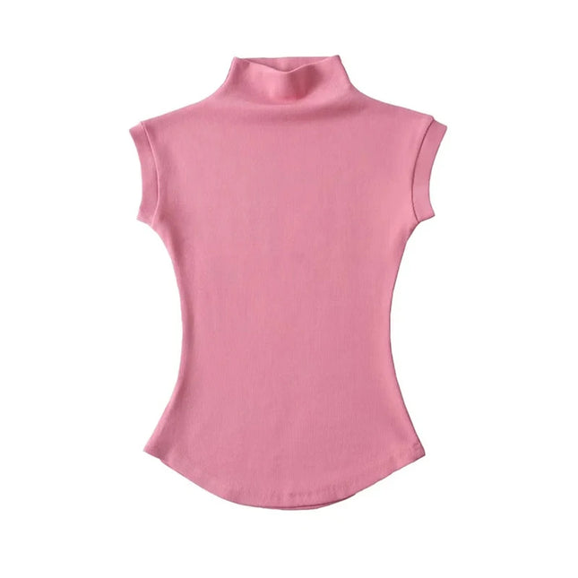 Women Summer Sexy Turtleneck Sleeveless T-Shirts Tops Solid Slim Fit Pullovers Causal Tees Shirts Female - product image 2