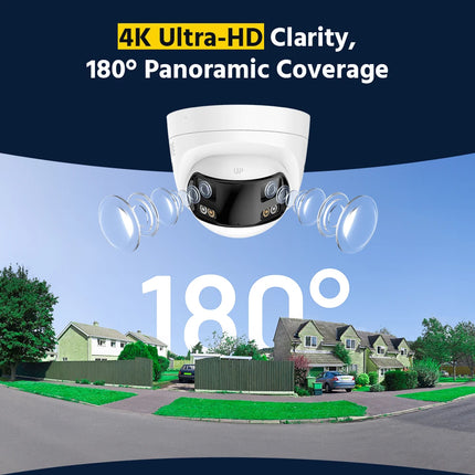 ANNKE FCD800 Outdoor PoE Surveillance Camera, 8MP Dual Lens 180° Panoramic, Motion Detection, Siren Alarm, Two-Way Audio, IP67, Local SD Storage