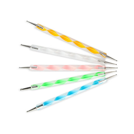 5pcs Nail Art Brushes Set Dotting Pen Detailing Brush Dotting/Dripping Tool Double-Ended Dotting Tool Polka Dot Brush