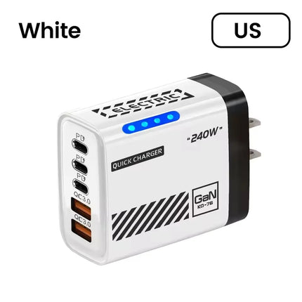 5 IN 1 GaN Desktop Charger For IPhone17 16Pro Laptop Samsung 240W Fast Charging Adapter USB-C To Type-C Cable 3PD - product i