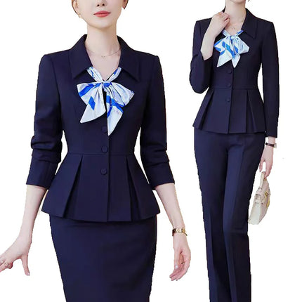 2024 Spring Two Piece Set Women Suits Long Sleeve Blazer And Mini Skirt Elegant High Fashion Chic Lady 2 Piece Set Women Blazer