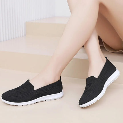 Comfortable casual women's shoes spring and summer breathable fabric uppers solid colors low-cut design soft and outdoor walking