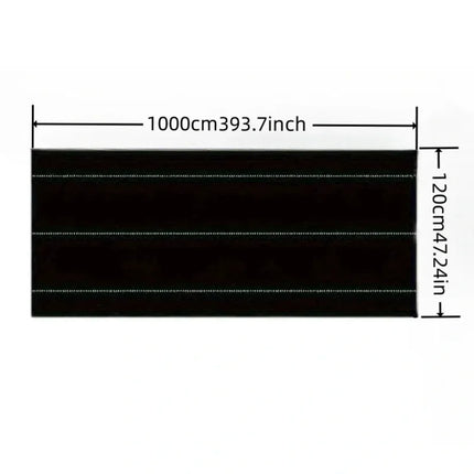 Dimension diagram of the black fabric sheet, 1000cm by 120cm