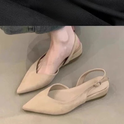 2025 New Concise Pointed Toe Square Low Heels Women Sandals Elegant Slingbacks Banquet Party Mule Shoes