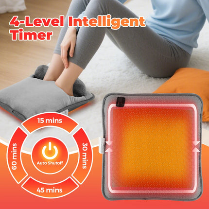 Electric Foot Heating Pad Household Foot Warmer with 4 Heat Levels & 4 Timers Fast Heating Mat for Bed Office Use