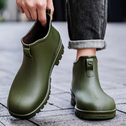 Couple's Short-Tube Non-Slip Plastic Rain Boots, Outdoor Commuting Waterproof Shoes, Pvc One-Piece Molded Women's Water Boots,