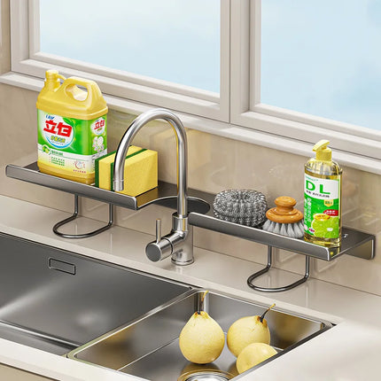 WV Home Garden Kitchen Sink Faucet Draining Storage Rack Dishwashing Sponge And Steel Wool Holder for Organization