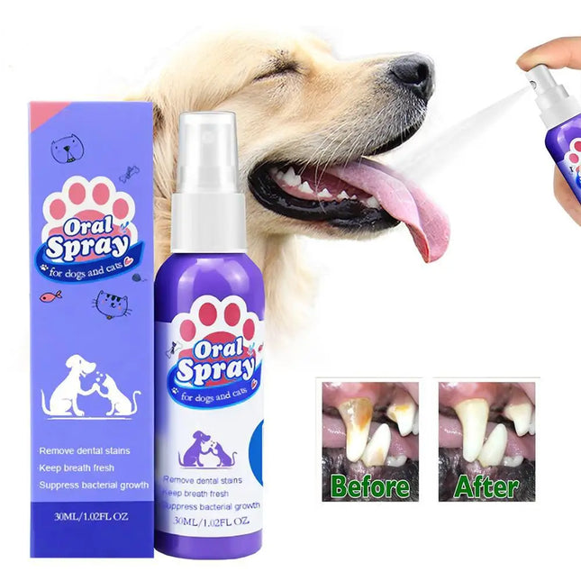Pet Mouth Spray, Fresh Breath & Teeth Cleaning Spray, Pets Dog Oral Care Spray, Reduce Plaque & Tartar