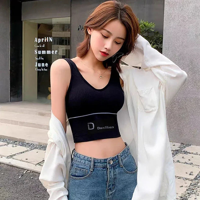 U-Shaped Women's Seamless Yoga Bra D Letter Push Up Sports Top Shockproof Crop Top Anti-sweat Fitness - product image 2