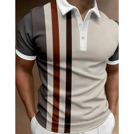 Men's Polo Shirts And short-sleeved Sport Pullovers With Buttons And collars, Summer Casual Striped Button Collar Trend T-shirts