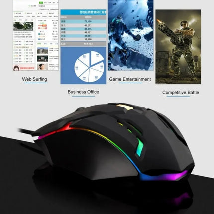 USB RGB Breathing Light Effect Gaming Mouse Wired Mouse Mice Professional Optical Wired Mouse For Computer Laptop PC Home Office