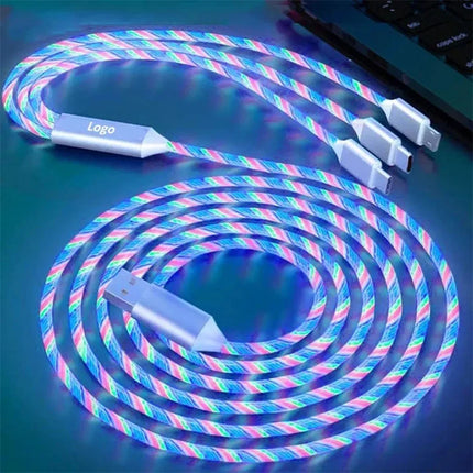 Glowing LED Light USB 3 IN 1 cable Phone Fast Charging Charger Luminous USB-C Cable For Xiaomi iPhone Phone - product image f