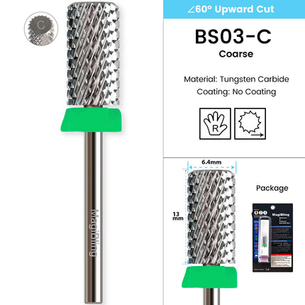 MagiBling Professional Nail Drill Bits Super Cut Carbide Nails Bit Cutter for Hard Acrylic Gel Removal Manicure Tools 3/32''