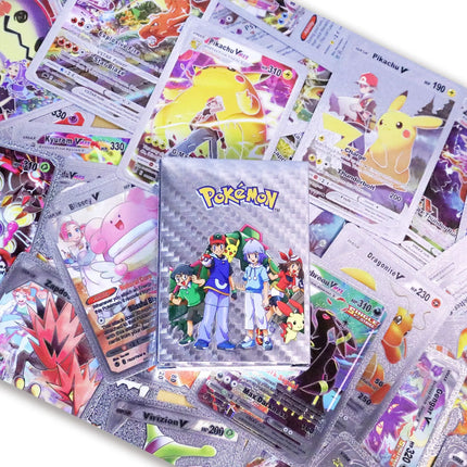 Spain Pockmarked 55 Pokemon Table Game Cards Gold Foil Card Silver Foil Black Foil Multilingual. Pokemon Card Anime