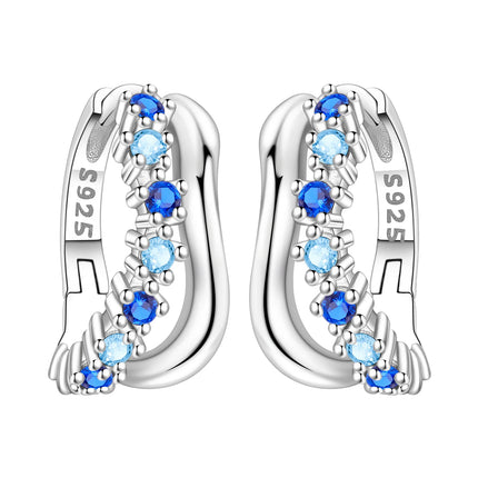 Orstarry 925 Sterling Silver Blue Zircon Starry Sky Earring Original Jewelry Hoop Earrings Women Jewelry Party Trendy Gifts