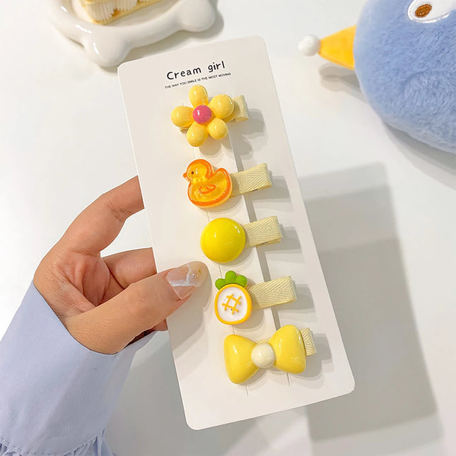 5 Teile/Set Süße Cartoon Baby Mädchen Haarspangen Süße Blumen Schleifen Seitenclips Pony Clips Kinder Haarspangen Haarschmuck