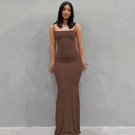 Y2K summer casual style Japanese and Korean casual women's suspender style collarless dress dress