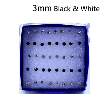 20 Pair/Set Women Girl Rhinestone Crystal Ear Stud Earrings Party Elegant Simple Daily Wear Earring Jewelry Gift 2.5 3 4 5mm