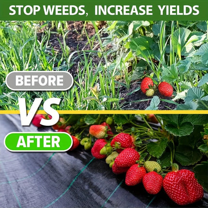 Before-and-after weed suppression graphic