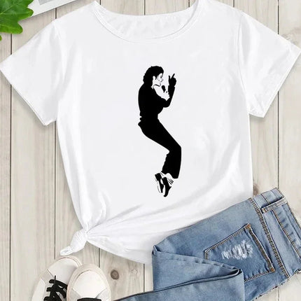 Michael Jackson Graphic Printed Tshirt Harajuku Rock Fashion Casual Short Sleeve Crew Neck Plus Size T Shirt Women