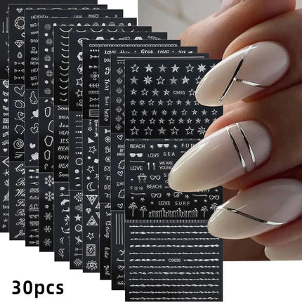 3D Colorful Flowers Cherry Blossoms Rose Daisy Nail Decals 20/30/60/70/90pcs Cute Heart Nail Sticker Manicure Decoration 5.5*6cm