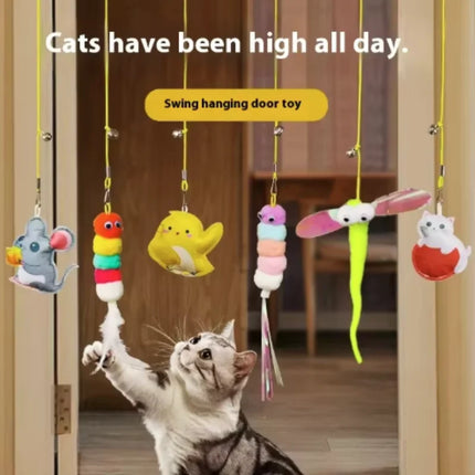 New Cat Hanging Cat Toy Hanging Door Elastic Rope Cat Stick Feather Pet Supplies For Cats And Dogs