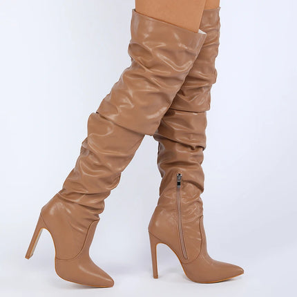 Women Pointed Side Zipper High Heel Boots Stylish Over The Knee Long Boots for Office Banquet Nightclub Party Wedding Catwalk OL