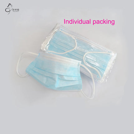 100PCS Blue Big Size Disposable Face Masks 3-Layer Non-Woven Meltblown Material Anti-Dust Individual Packing