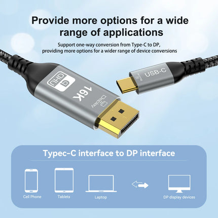 USB C Thunderbolt 5 to DisplayPort 2.1 16K Video 240W Charging Extension Cable 80Gbps Data Transfer 8K 60Hz 4K 240Hz Ultra HD