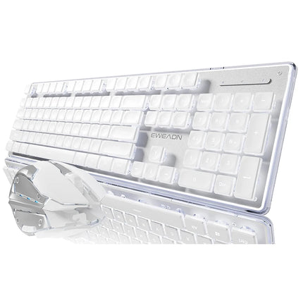 EWEADN V3 wireless Silent Office keyboard and mouse set,104 Keys Full Size with Pudding Keycaps, for Games and - product imag