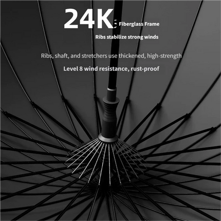 Extra Large 24 Ribs Long Handle Automatic Umbrella Double Layer Windproof Stormproof Big Size Rain Umbrella for Family Outdoor T