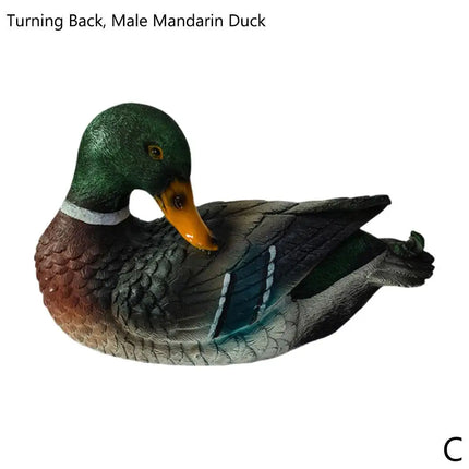 Large Size Outdoor Garden Duck Statues Cute Resin Mandarin Duck Statue Garden Pond Decoration Home Decor Animal Sculpture