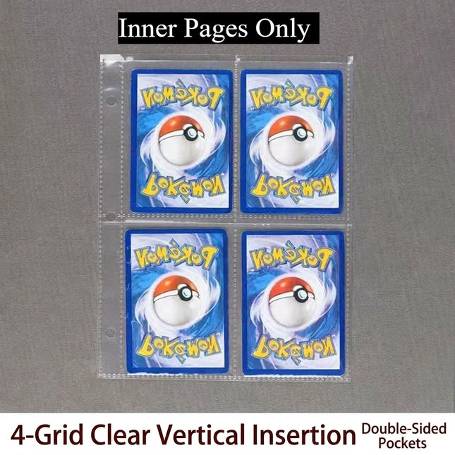 Pokemon 4or9 Taschenkartenalbum Binder Pokemon Sammelmappe 400or900 Kapazität Sammelkarten Aufbewahrungsbuch PU-Einband Cartoon Geschenk