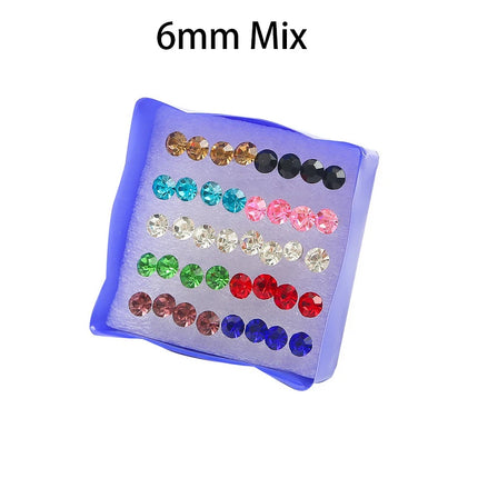 20 Pair/Set Women Girl Rhinestone Crystal Ear Stud Earrings Party Elegant Simple Daily Wear Earring Jewelry Gift 2.5 3 4 5mm