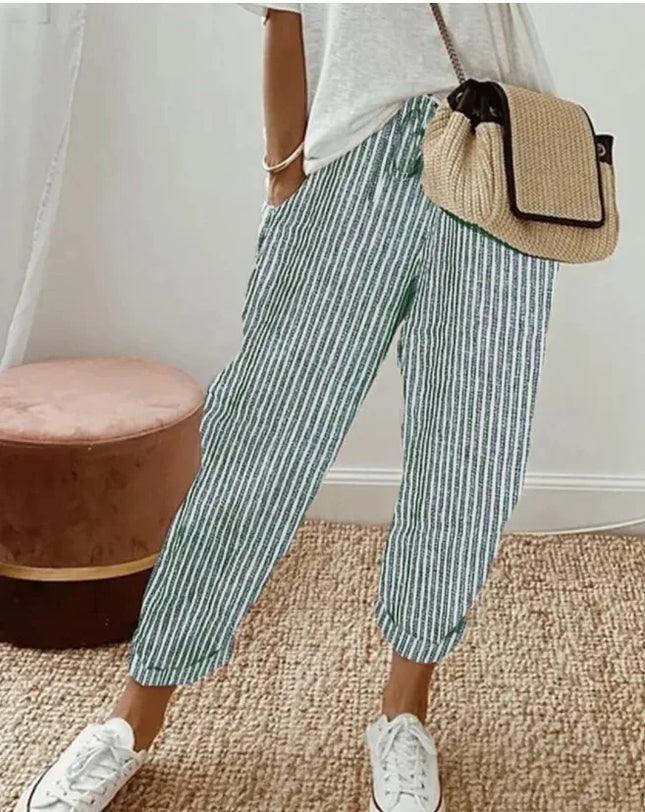 European and American Cross border Women's Summer New Fashionable Loose Stripe Printed Elastic Waist - product image 10