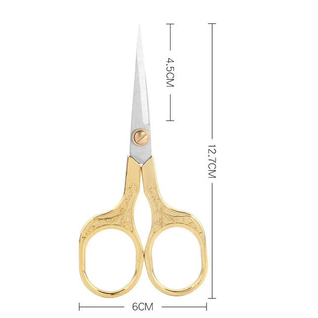 Kawaii Titanium Color Scissors Vintage Stainless Carved Cutting and Sewing,Thread Scissors, Sewing Tools,Cute Stationery