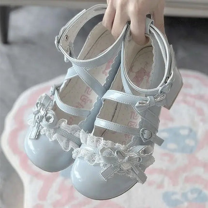 2026 New Butterfly-knot Lolita Women Mary Jane Shoes Elegant Round Toe Thick Heel Shoes Ladies Fashion Dress Pumps