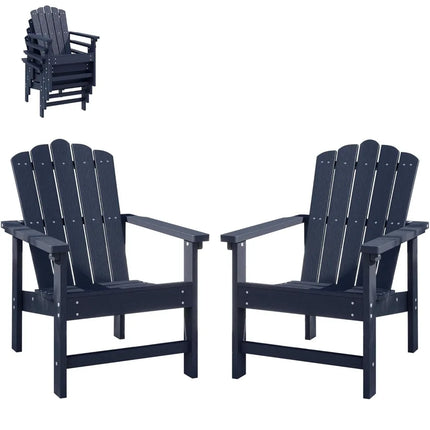 Set of 2 Stackable HDPE Adirondack Chair, Durable Weather Resistant Low Maintenance Poly Seating for Outdoor & Patio, Custom