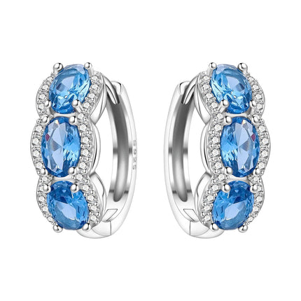 Orstarry 925 Sterling Silver Blue Zircon Starry Sky Earring Original Jewelry Hoop Earrings Women Jewelry Party Trendy Gifts