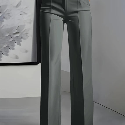 Women High Waisted Wide Leg Office Trousers, Solid Black Pleated Elegant Crease Dress Pants, Professional Full Length Trousers