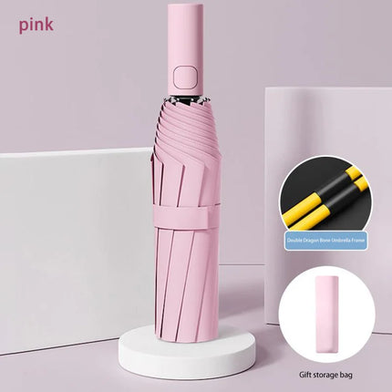 New Automatic Umbrella 24 Bone Solid Color Automatic Umbrella Light Collapsible Large Size Outdoor Sunshade Uv Protection