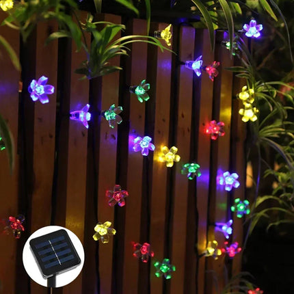 Solar Cherry Garden Blossom Flower Lights Garlands String Lights Solar Outdoor Waterproof Lawn Pathway Christmas Decoration Lamp