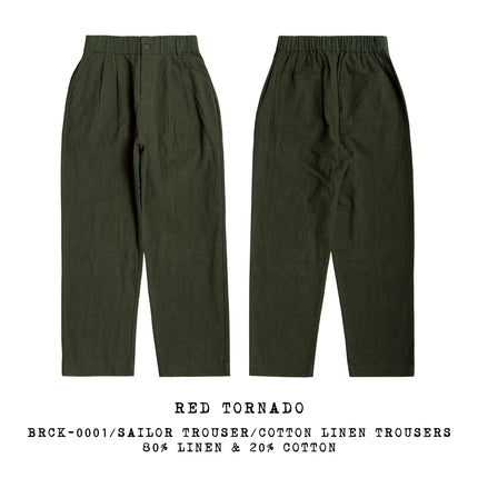 Red Tornado Linen Cotton Casual Pants Summer Men's Lightweight Breathable Leisure Trousers Loose Fit