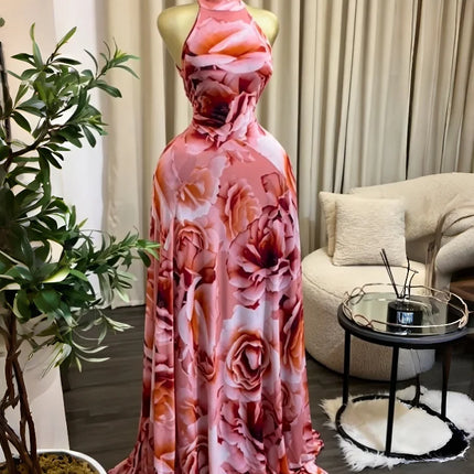 GLCMYAYA Women Printed Sleeveless with Sashes Fit and Flare A-line Maxi Dress 2026 Streetwear Beach Holiday Long Dresses Vestido