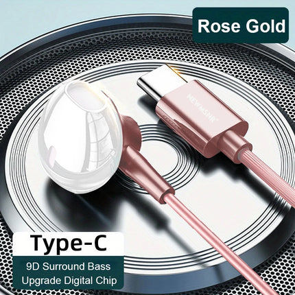 USB-C&3.5mm Headphones HiFi Bass Stereo Volume Control Headset In HD Mic Wired Earbuds For IPhone15-17/Samsung - product imag