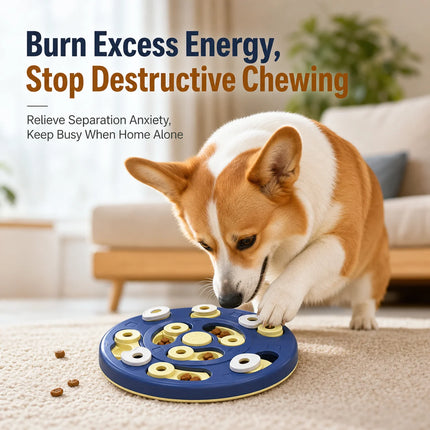 Dog Puzzle Feeder InteractiveTreatDispensing Slow Feeder Bowl, IQ Training Anti-slip Biteproof PetToyFor Small Medium Large Dogs
