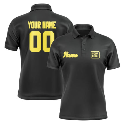 Personalized DIY Black Polo Shirts Customized Name Team Name Logo Number Team Uniforms Loose Darts Bowling Billiards Golf Tops