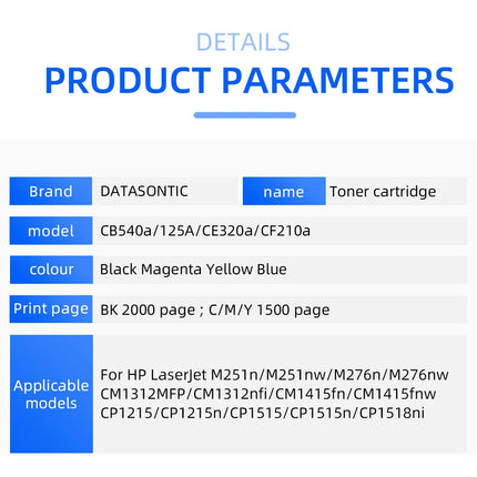 CB540a 125A CE320a CF210a Toner cartridge For HP LaserJet CM1415fn CM1415fnw CP1215 CP1215n CP1515 CP1515n CP1518ni printer 1pcs