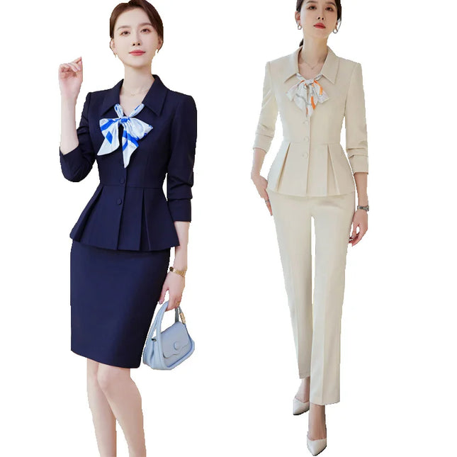 2024 Spring Two Piece Set Women Suits Long Sleeve Blazer And Mini Skirt Elegant High Fashion Chic Lady 2 - product image 2
