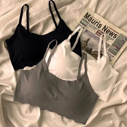 Seamless Bra Ice Silk Vest Push Up Bras Lingerie Sleep Top Padded Bralette No Steel Ring Gathering Lingerie Underwear Лифчик
